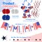 4E's Novelty 24 Pcs Patriotic Hanging Decorations, 6 Pcs Foldable Hanging Patriotic Paper Fans Red White Blue Decor with Star Streamer, American Independence Day Banner with USA Flag, USA Glory Decor